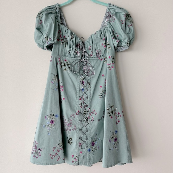 GRASH COTTON MINI DRESS IN GREEN - Picture 4 of 6